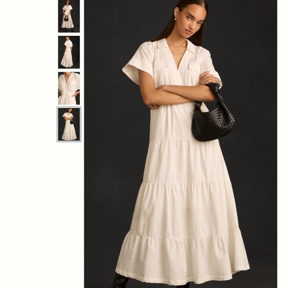 Anthropologie Maeve Short-Sleeve V-Neck Tiered Maxi Dress - Picture 2 of 4